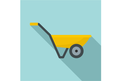 Hand truck with one wheel icon, flat style