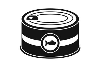 Fish tin can icon, simple style