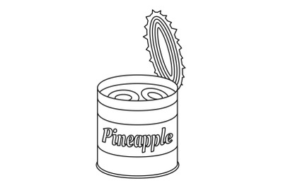 Pineapple tin can icon, outline style