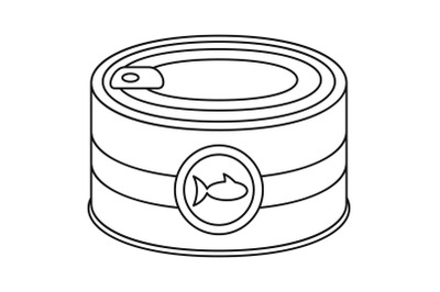 Fish tin can icon, outline style