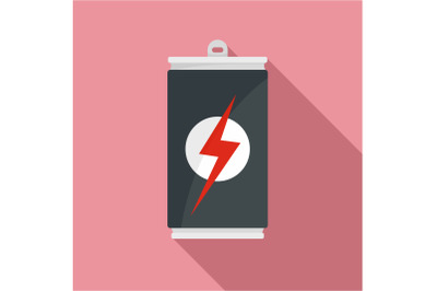 Energy drink can icon, flat style