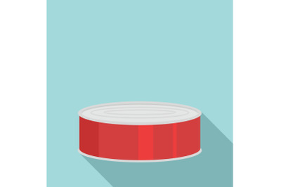 Fish in tomato tin can icon, flat style