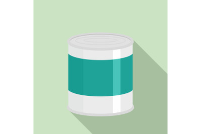 Food tin can icon, flat style