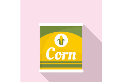 Corn can icon, flat style