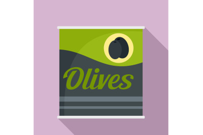 Olives can icon, flat style