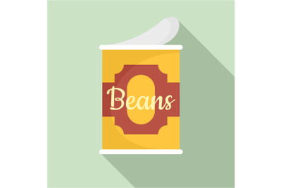 Beans tin can icon, flat style