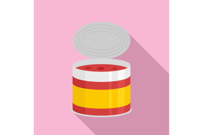 Tomato tin can icon, flat style