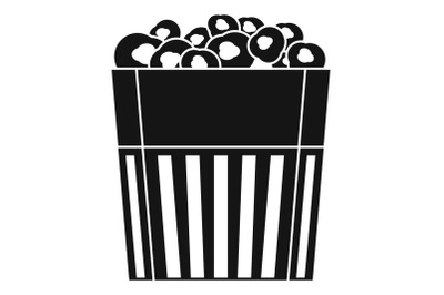 Paper popcorn box icon, simple style