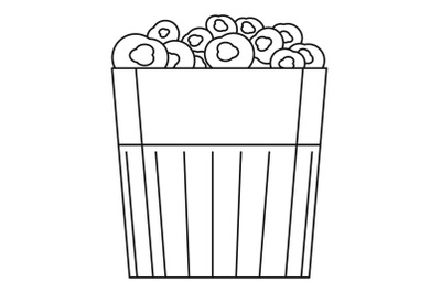 Paper popcorn box icon, outline style