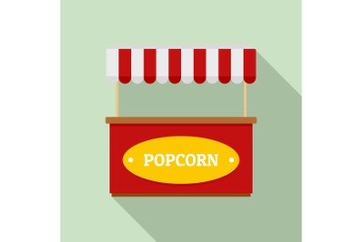 Popcorn street shop icon, flat style