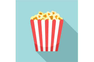 Cinema popcorn box icon, flat style