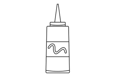 Mustard plastic bottle icon, outline style