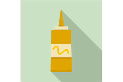 Mustard plastic bottle icon, flat style