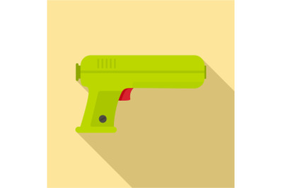 Toy water gun icon, flat style