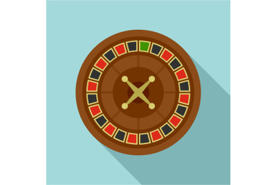Casino roulette icon, flat style