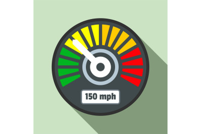 Colorful speedometer icon, flat style