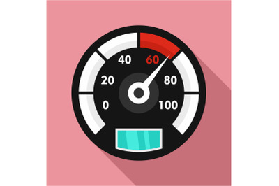 Motor bike speedometer icon, flat style
