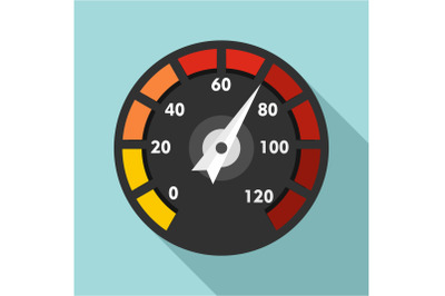 Car speedometer icon, flat style