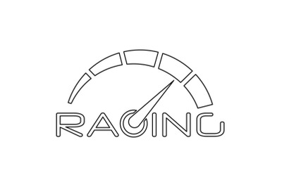 Racing speedometer logo, outline style