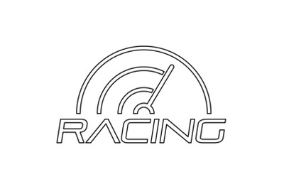 Racing line speedometer logo, outline style