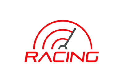 Racing line speedometer logo, flat style