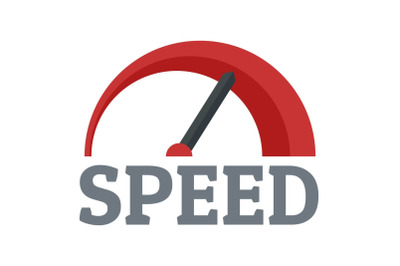 Red speedometer logo, flat style