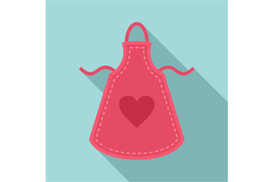 Heart apron icon, flat style