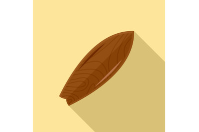 Old wood surfboard icon, flat style