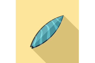 Wave blue surfboard icon, flat style