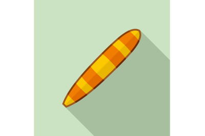 Yellow orange surfboard icon, flat style