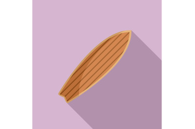 Retro wood surfboard icon, flat style