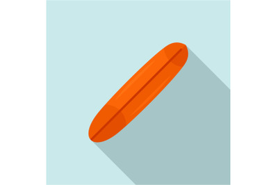 Orange surfboard icon, flat style