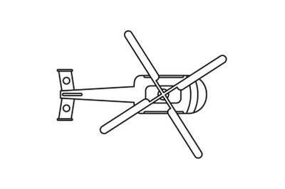 Top view helicopter icon, outline style