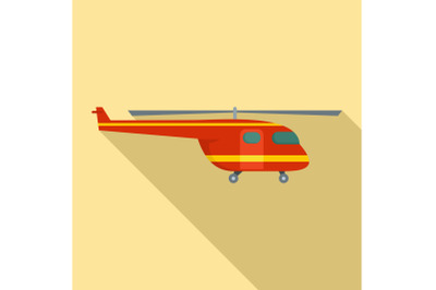 Rescue helicopter icon, flat style