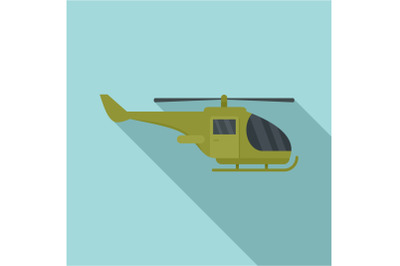 Military helicopter icon, flat style