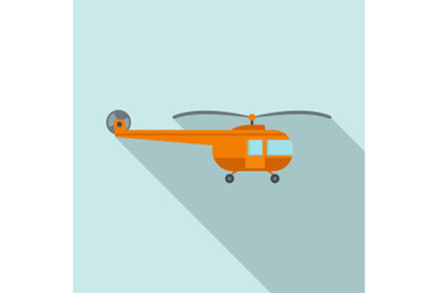 Transport helicopter icon, flat style