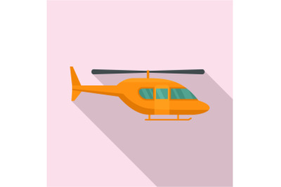 City helicopter icon, flat style