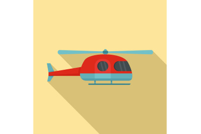 Ambulance helicopter icon, flat style