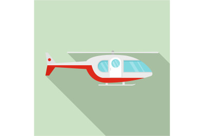 Hospital helicopter icon, flat style