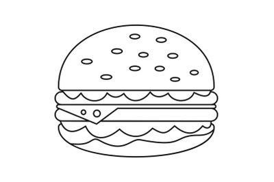 Unhealthy burger icon, outline style