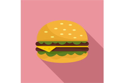 Unhealthy burger icon, flat style