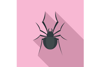 Black house spider icon, flat style