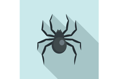 Black widow spider icon, flat style