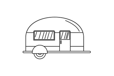 Camp trailer icon, outline style