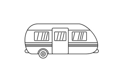 Summer camp trailer icon, outline style