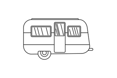 Retro travel trailer icon, outline style