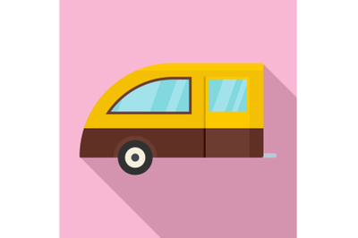 Camping trailer icon, flat style