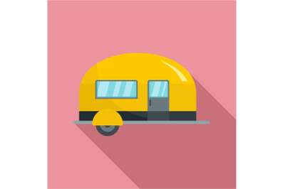 Camp trailer icon, flat style