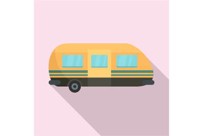 Summer camp trailer icon, flat style