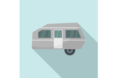 Modern camp trailer icon, flat style